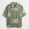 Chemise ample à ourlet droit en lin et coton
