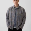 Chemise à carreaux ample en sergé délavé au soleil