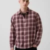 Chemise à carreaux ample en sergé délavé au soleil
