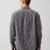 Chemise à carreaux ample en sergé délavé au soleil