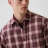 Chemise à carreaux ample en sergé délavé au soleil