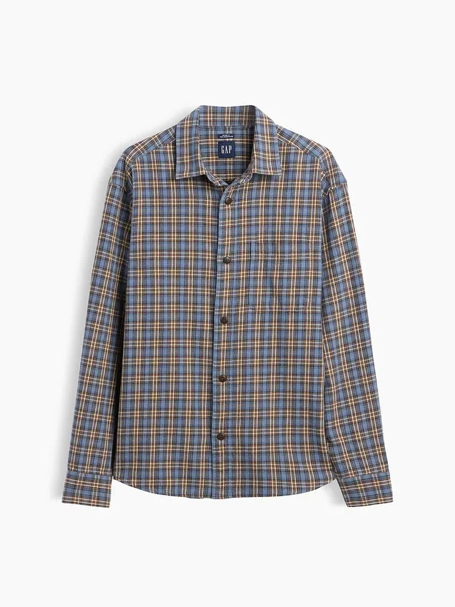 Chemise à carreaux ample en sergé délavé au soleil