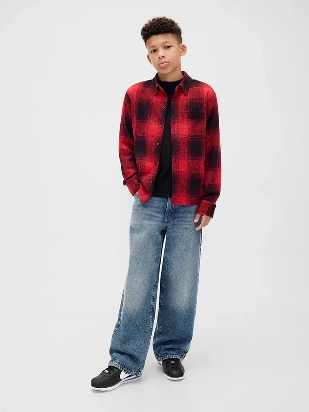 Chemise à carreaux en jersey tricoté pour enfant