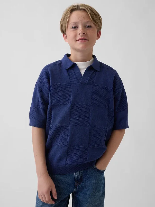Chemise à carreaux pour enfant à col Johnny