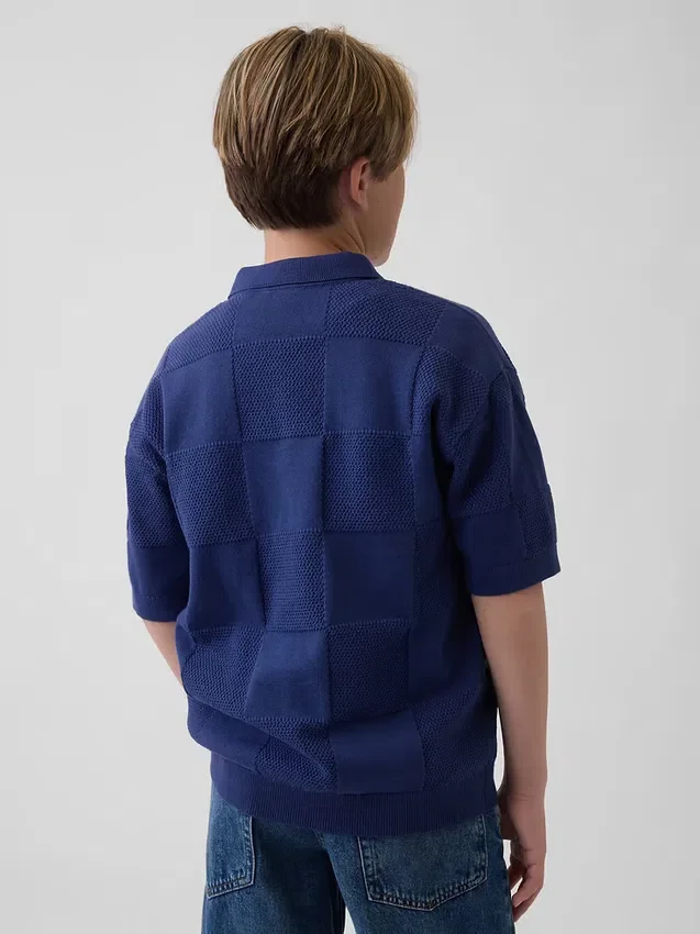 Chemise à carreaux pour enfant à col Johnny