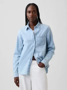 Chemise classique en denim de coton biologique