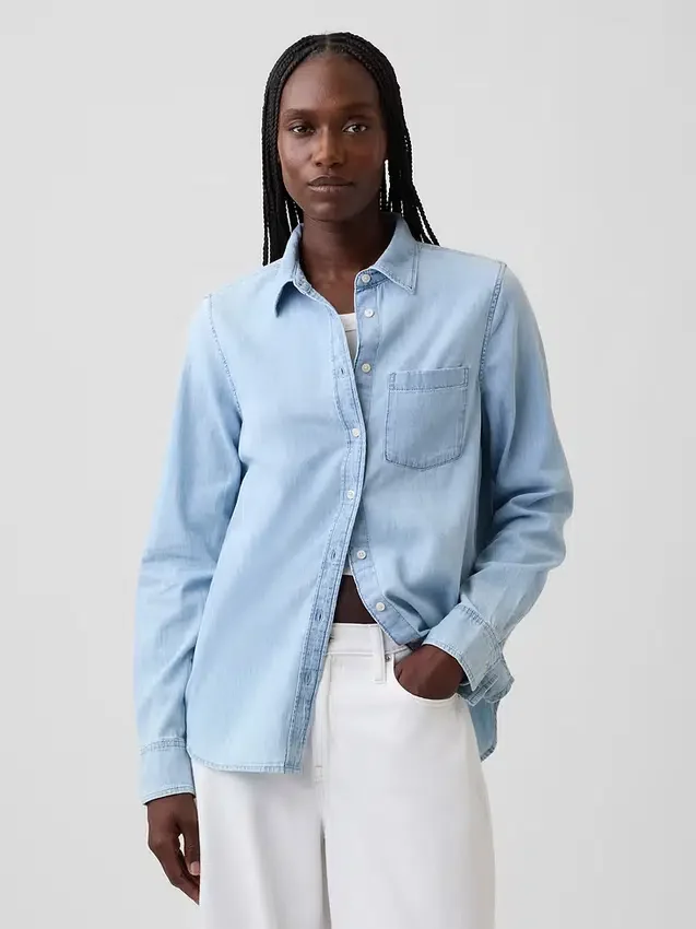 Chemise classique en denim de coton biologique
