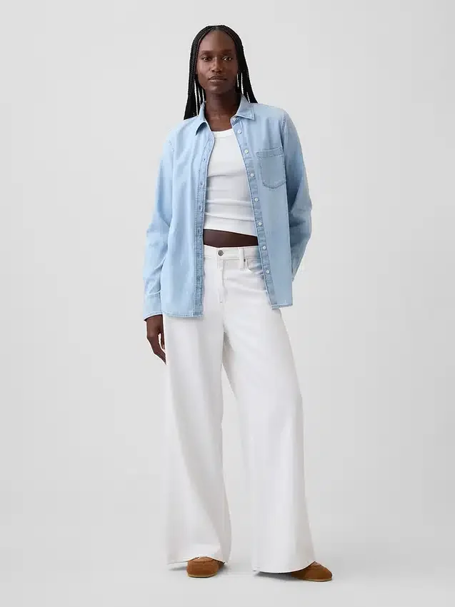 Chemise classique en denim de coton biologique