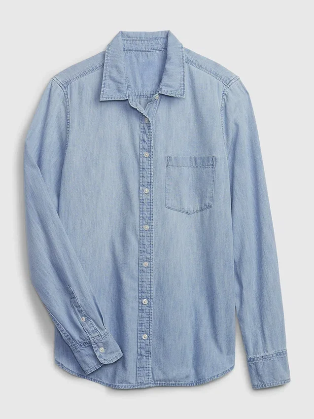 Chemise classique en denim de coton biologique