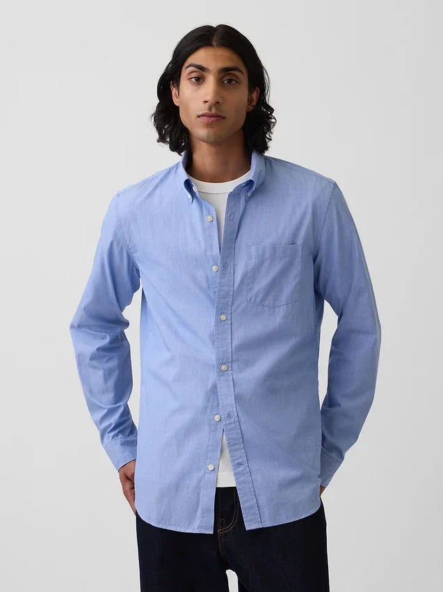 Chemise classique en popeline de coton bio