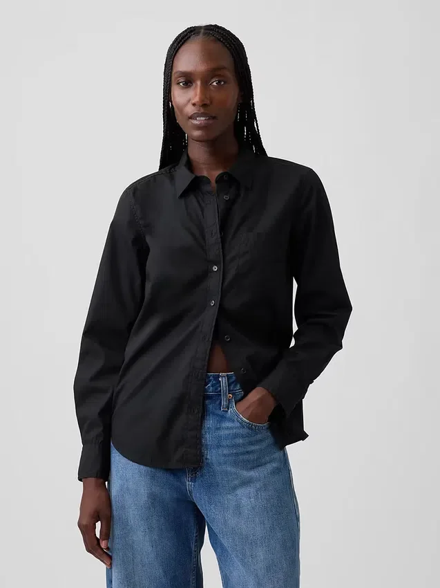 Chemise classique en popeline de coton bio