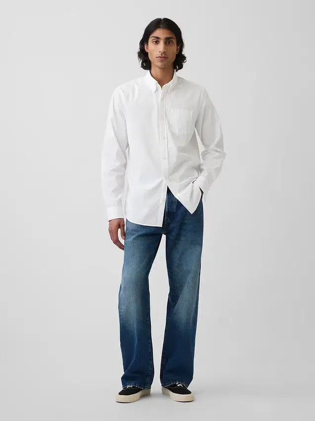 Chemise classique en popeline de coton bio