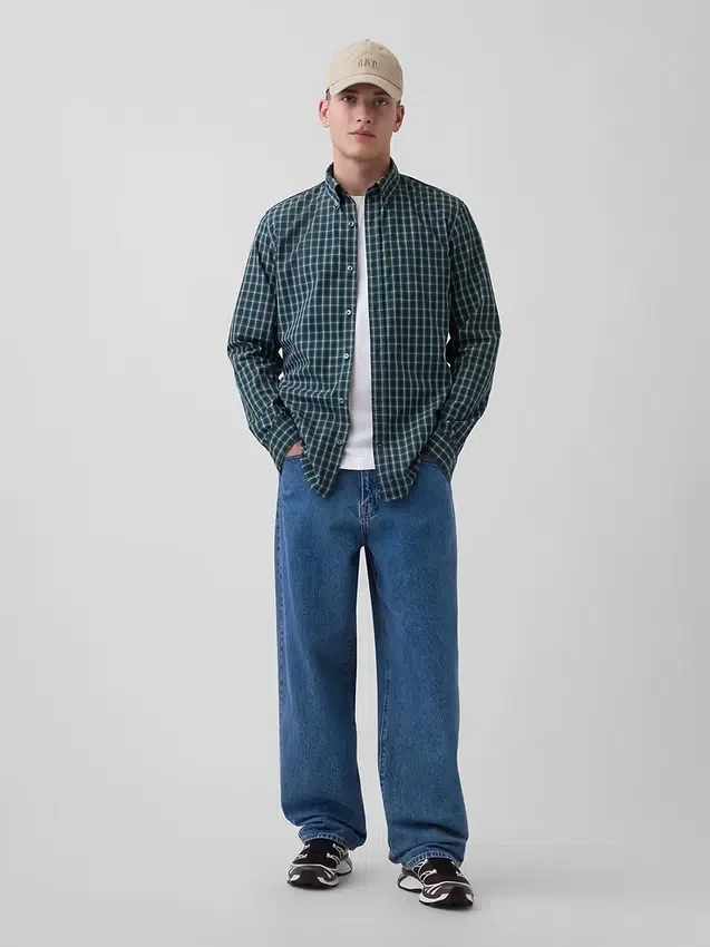 Chemise classique en popeline de coton bio