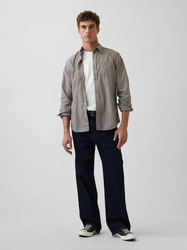 Chemise classique en popeline de coton bio