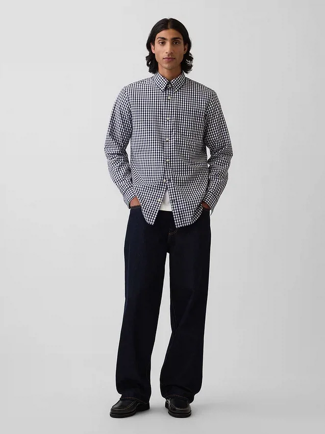 Chemise classique en popeline de coton bio