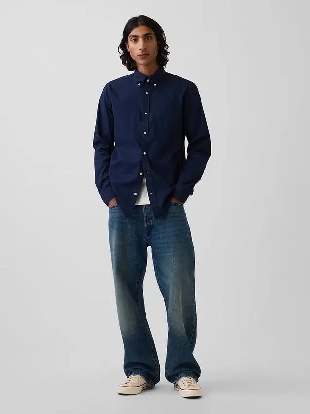 Chemise classique en popeline de coton bio