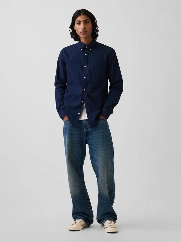 Chemise classique en popeline de coton bio