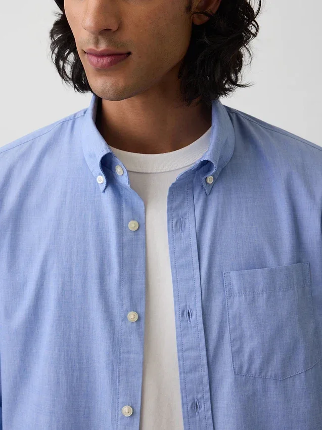 Chemise classique en popeline de coton bio