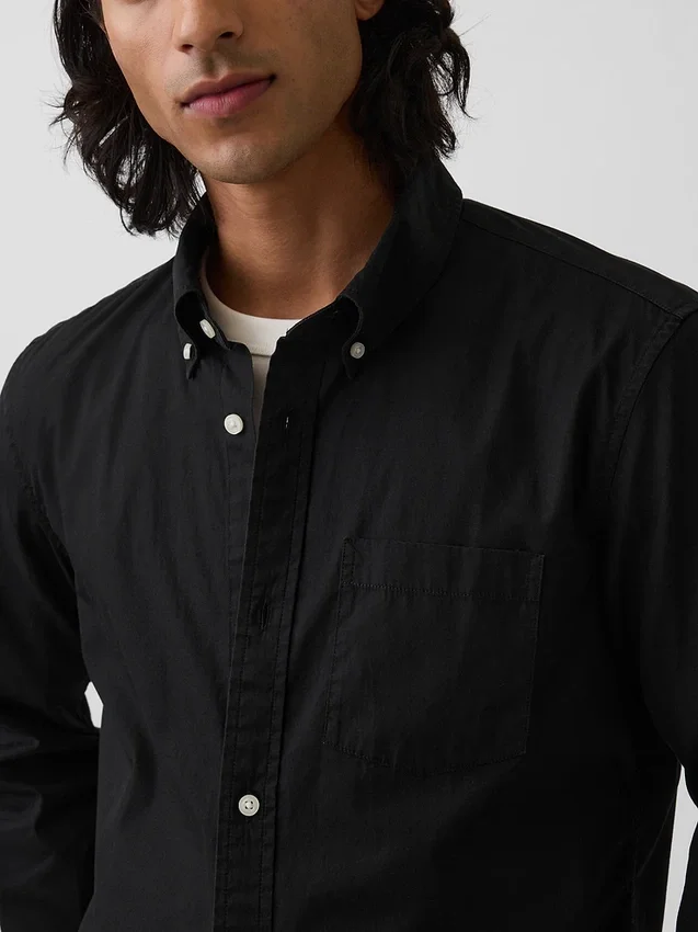 Chemise classique en popeline de coton bio