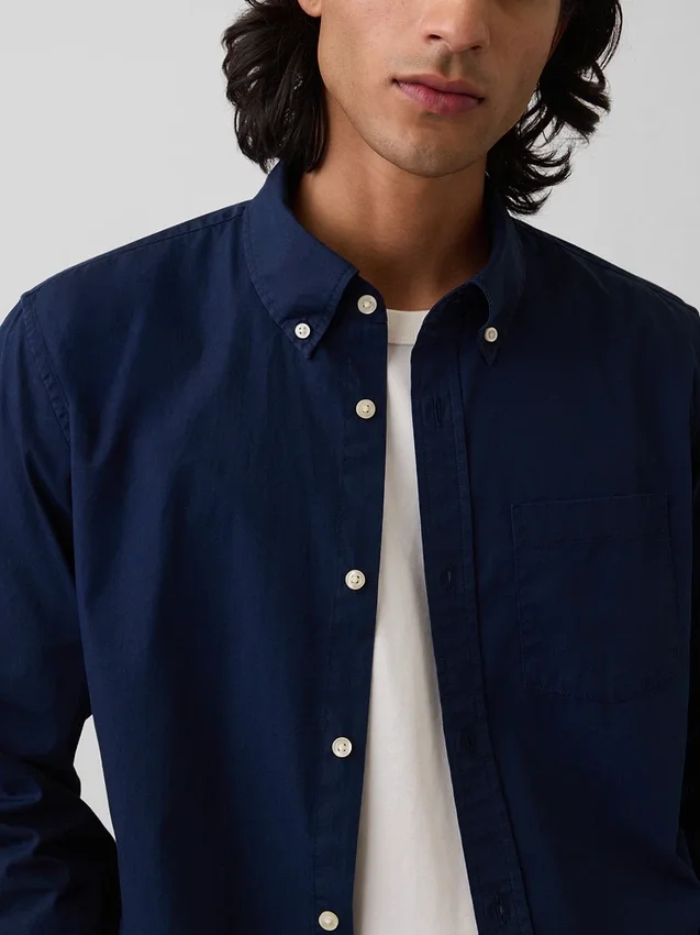 Chemise classique en popeline de coton bio