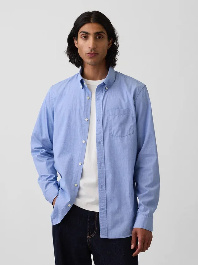 Chemise classique en popeline de coton bio