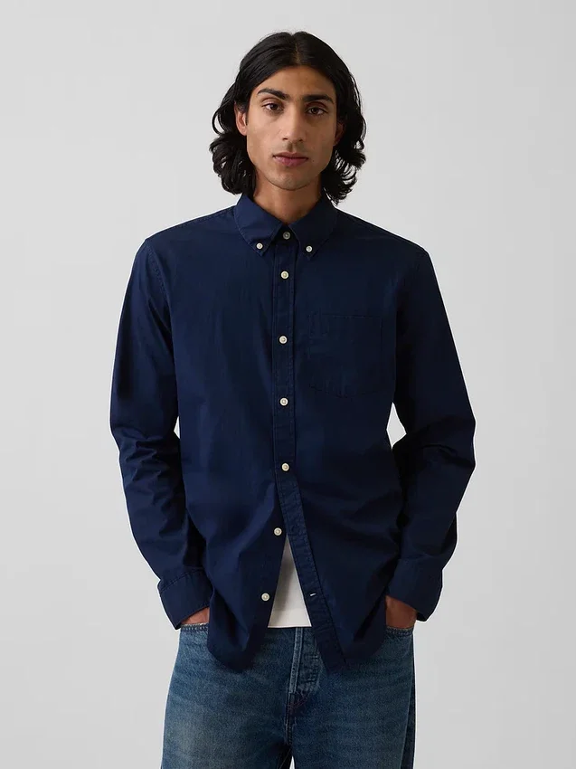 Chemise classique en popeline de coton bio