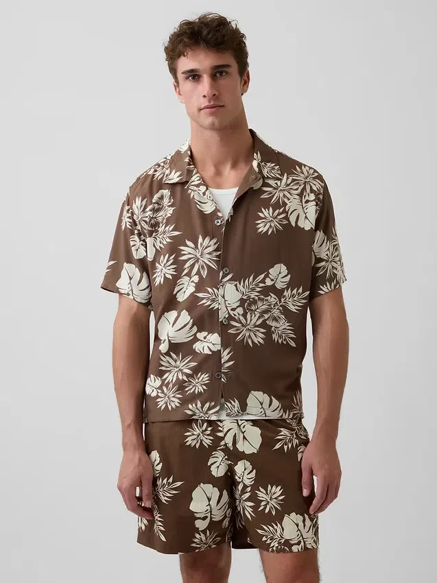 Chemise à col camp décontractée