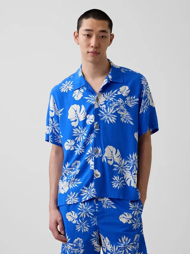 Chemise à col camp décontractée