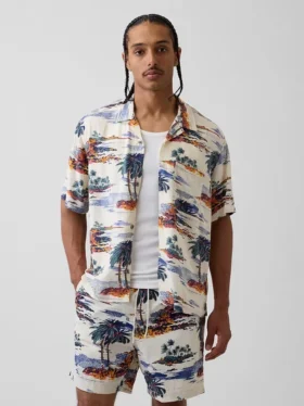 Chemise à col camp décontractée