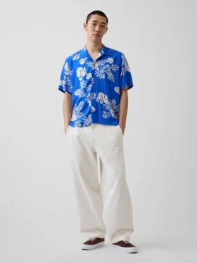 Chemise à col camp décontractée