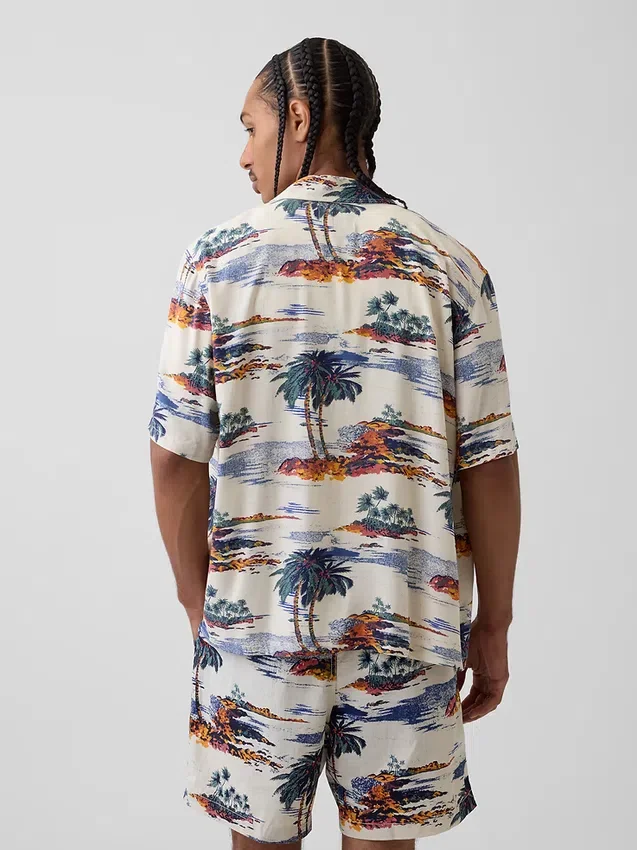 Chemise à col camp décontractée