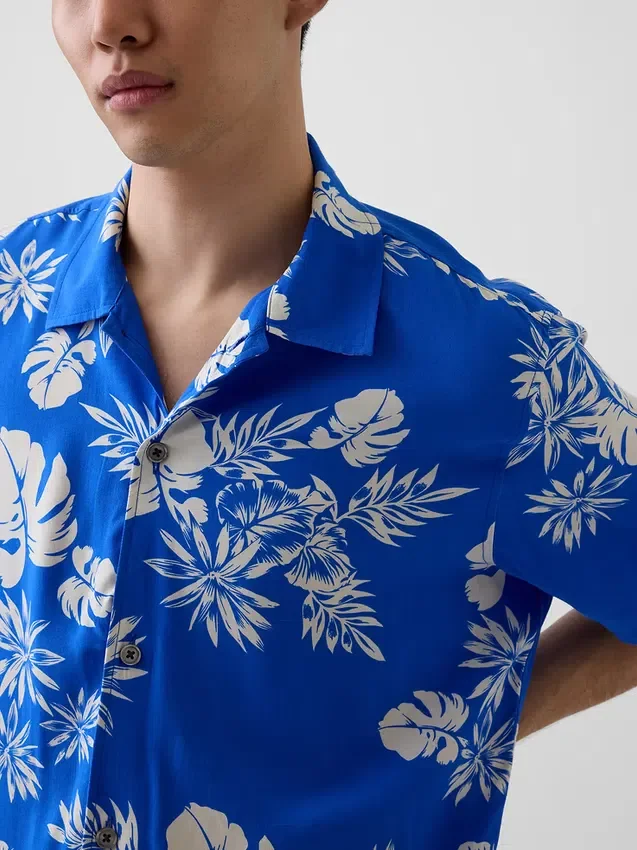 Chemise à col camp décontractée