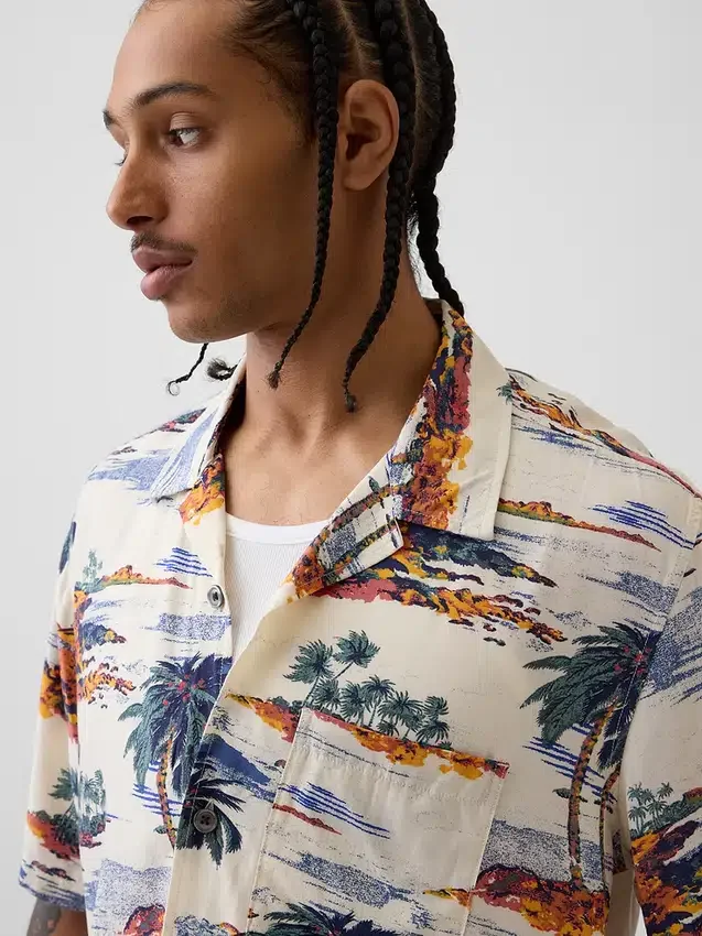 Chemise à col camp décontractée