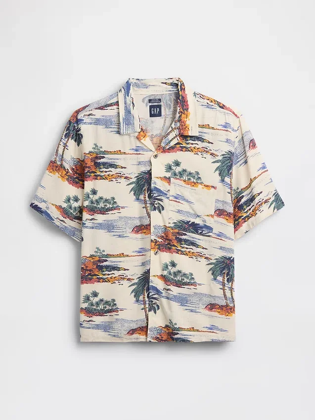Chemise à col camp décontractée