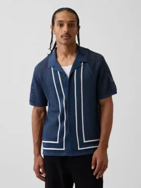 Chemise à col « Camp » rayée