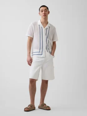Chemise à col « Camp » rayée