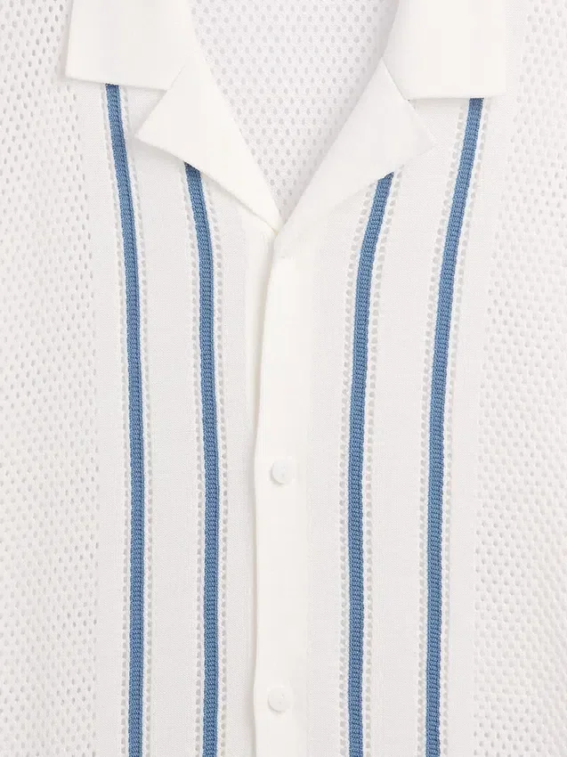 Chemise à col « Camp » rayée