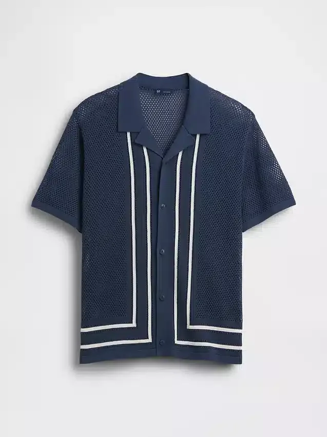 Chemise à col « Camp » rayée