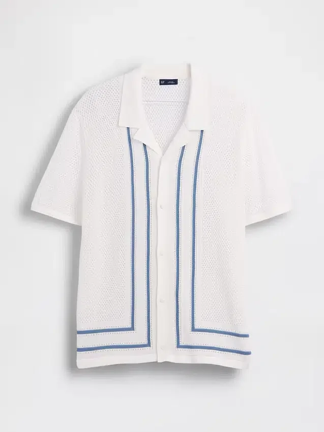 Chemise à col « Camp » rayée