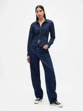 Chemise courte ajustée en denim