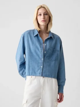 Chemise courte en denim