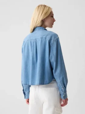 Chemise courte en denim