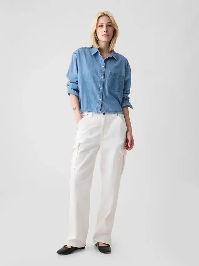 Chemise courte en denim