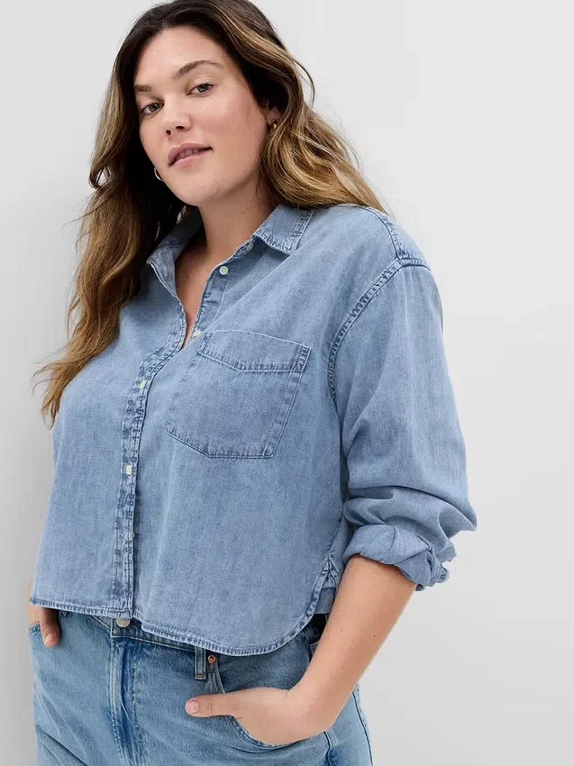 Chemise courte en denim