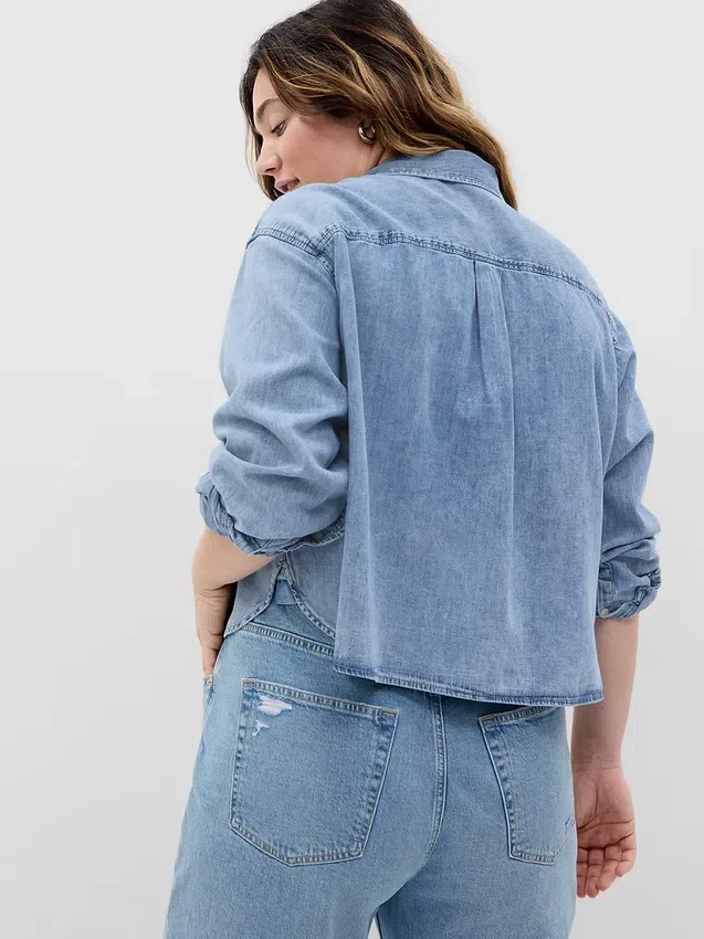 Chemise courte en denim