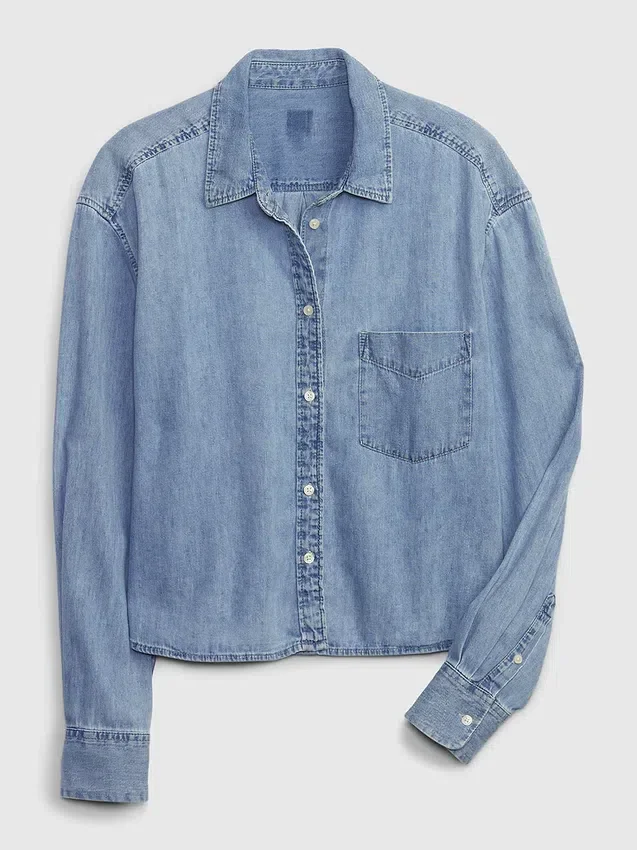 Chemise courte en denim
