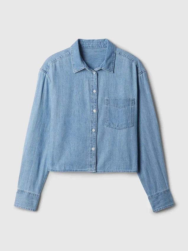 Chemise courte en denim