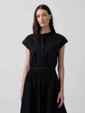 Chemise courte à manches courtes en popeline