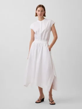 Chemise courte à manches courtes en popeline