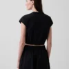 Chemise courte à manches courtes en popeline